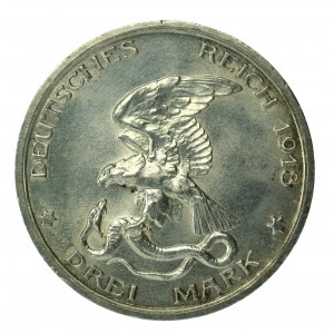 Allemagne, Prusse, Guillaume II, 3 marques 1913, Berlin (180)
