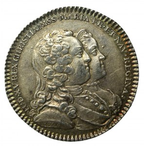 Francja, medal pamiątkowy Ludwik XV i Maria Leszczyńska 1730 (177)