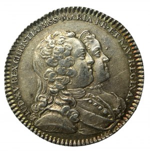 Francja, medal pamiątkowy Ludwik XV i Maria Leszczyńska 1730 (177)