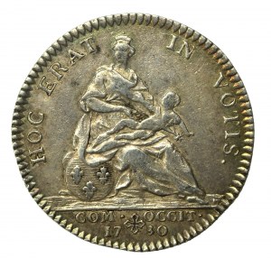 Francja, medal pamiątkowy Ludwik XV i Maria Leszczyńska 1730 (177)