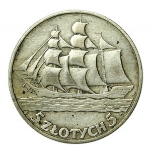 II RP, 5 zloty 1936, Nave a vela (182)