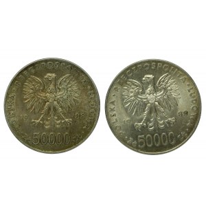 Polská lidová republika, sada 50 000 zlatých z roku 1988 Pilsudski. Celkem 2 ks. (189)