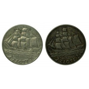 II RP, set of 2 gold 1936 Sailing ship. 2 pieces total. (190)