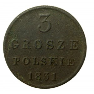 Kingdom of Poland, 3 pennies 1831 KG. Rare (557)