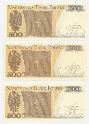 People's Republic of Poland, Set of 500 gold 1982 series: FF and DM. Total of 3 pcs. (1004)