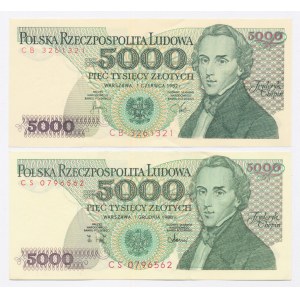 PRL, 5.000 złotych 1982 CB i 1988 CS. Razem 2 szt. (1005)