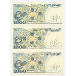 PRL, 1,000 zloty 1982 series: FN, HD, KN. Total of 3 pcs. (1007)