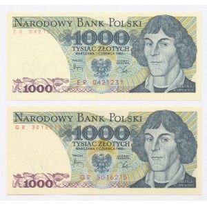 PRL, zestaw 1.000 złotych 1982 serie: ER, GR. Razem 2 szt. (1017)
