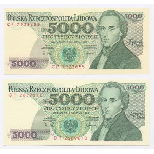 PRL, Zestaw 5.000 złotych 1988 serie: CP, DY. Razem 2 szt. (1018)