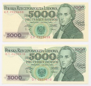 PRL, Zestaw 5.000 złotych 1988 serie: CP, DY. Razem 2 szt. (1018)