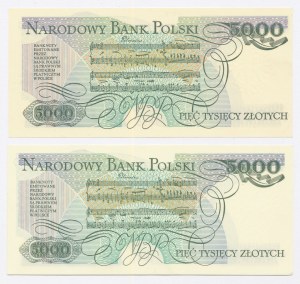 PRL, Zestaw 5.000 złotych 1988 serie: CP, DY. Razem 2 szt. (1018)