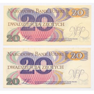 Volksrepublik Polen, 20 Zloty 1982, Serie: D, AS. Insgesamt 2 Stück. (1019)