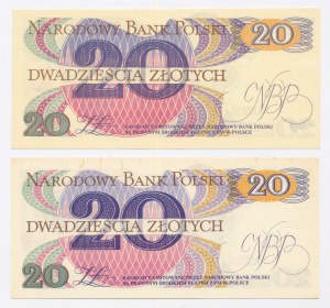République populaire de Pologne, 20 zlotys 1982, série D, AS. Total 2 pièces. (1019)