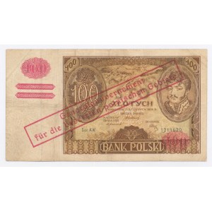 GG, 100 złotych 1932 AW. - fałszywy nadruk okupacyjny z epoki (1024)