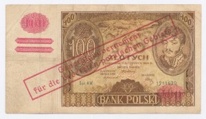 GG, 100 złotych 1932 AW. - fałszywy nadruk okupacyjny z epoki (1024)