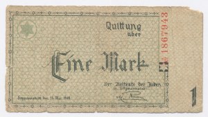 Ghetto Lodz, 1 mark 1940, no series letter, 7 digits (1039)