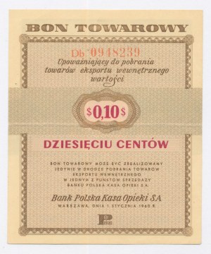 Pewex, 10 centów 1960 Db, odmiana z klauzulą (1040)