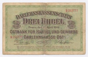 Ober Ost, Poznaň, 3 ruble 1916 B (1041)