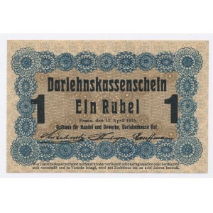 Ober Ost, Poznaň, 1 Rubel 1916 - krátká doložka (P3d) (1044)