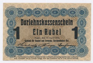 Ober Ost, Poznań, 1 Ruble 1916 - short clause (P3d) (1044)