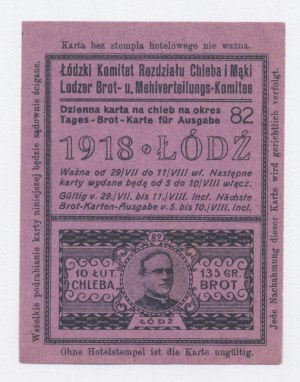 Łódź, Lebensmittelkarte für Brot 1918 - 82 - Einweg (1115)