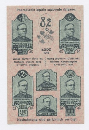Łódź, kartka żywnościowa na chleb i cukier 1918 - 82 (1116)