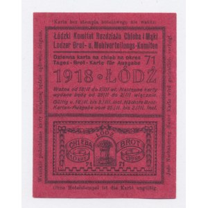 Łódź, kartka żywnościowa na chleb 1918 - 71 - jednorazowa (1117)