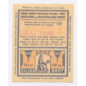 Lodž, potravinový lístek na chléb 1917 - 59 - jednorázový (1119)