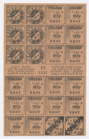 Lodž, potravinový lístok na chlieb 1915 - H (1124)