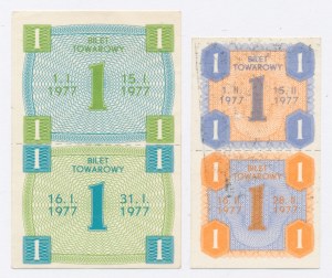 Tickets de marchandises de sucre de 2 kg chacun pour janvier et février 1977. total 2 pcs. (1133)