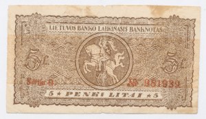 Litwa, 5 litai 1922. Fals z epoki. Rzadkie (1181)