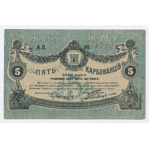 Ukrajina, Žytomyr, 5 karbovek 1918 AO - velké číslice (1187)