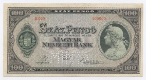 Węgry, 100 Pengo 1926 - Wzór z numeracją zerową. Rzadkie (1208)