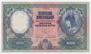 Maďarsko, 1000 Pengo 1927 - vzor. Vzácny (1209)