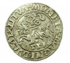 Zygmunt II August, Półgrosz 1551, Wilno - LI/LITVA. Rzadsze (607)