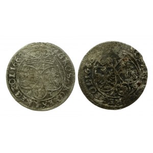 Giovanni II Casimiro, set di sei penny 1666 e 1668. totale di 2 pezzi. (797)