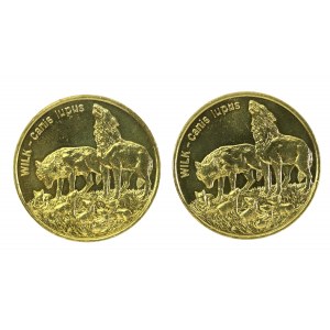 III RP, set of 2 gold 1999 Wolf. 2 pieces total. (462)