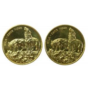 III RP, set of 2 gold 1999 Wolf. 2 pieces total. (464)