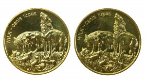 III RP, set of 2 gold 1999 Wolf. 2 pieces total. (464)