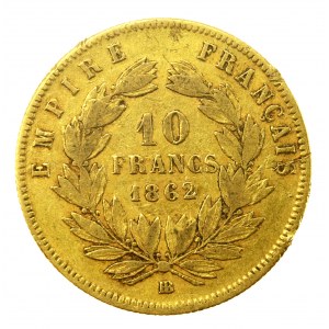 Francie, Napoleon III, 10 franků 1862 BB, Štrasburk (201)