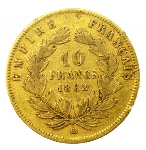 Francja, Napoleon III, 10 Franków 1862 BB, Strasburg (201)