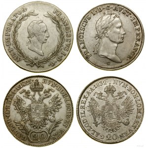 Austria, zestaw 2 x 20 krajcarów, 1825 A (Wiedeń), 1832 C (Praga)