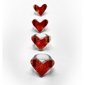 Maria Kostrzak (b.2002), HEARTS- set of artistic napkin glass - 4 pcs, 2024