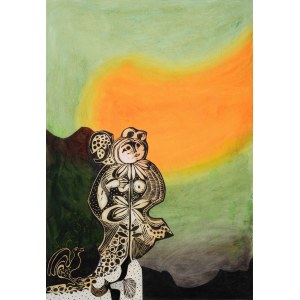 Krystyna SADOWSKA (1909 - 1994), Scena z zachodem słońca; lata siedemdziesiąte
