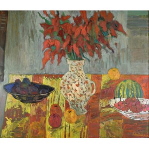 Jan SZANCENBACH (1928-1998), Swordtails in a folk vase III, 1996