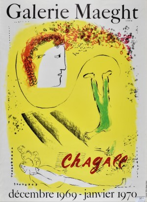 Marc CHAGALL (1887 - 1985), Żółte tło - Plakat Galerie Maeght, 1967-1970