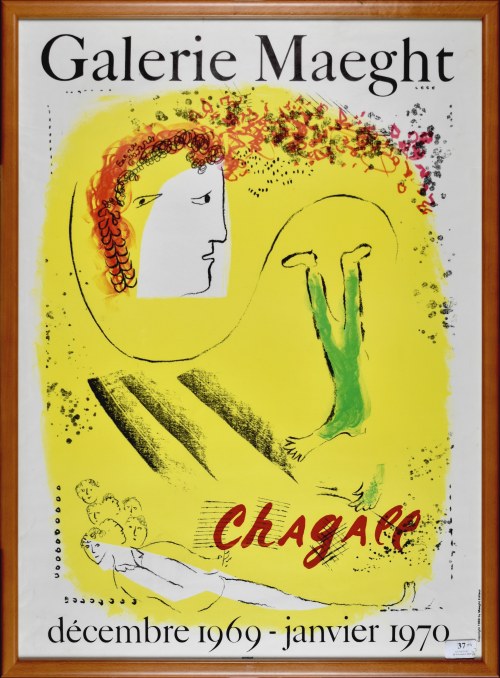 Marc CHAGALL (1887 - 1985), Żółte tło - Plakat Galerie Maeght, 1967-1970