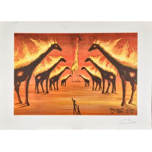 Salvador DALI (1904-1989), Horiace žirafy v hnedej farbe
