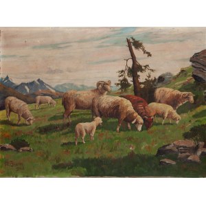 A. BLUM (20th century), Sheep in the pasture, 1943