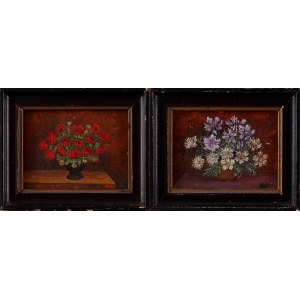 H. WIŚNIEWSKA (20th-20th century), Set of two works, flowers in a vase, 1985